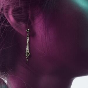 925 Sterling Silver Religious Medal drop dangle beads and chain Earrings